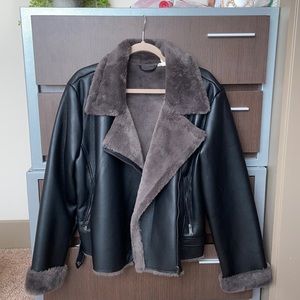 Fur lined moto jacket